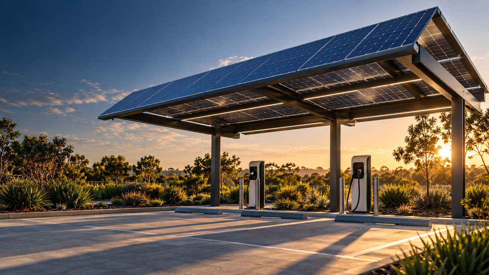 Solar carport with EV charging